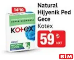 KOTEX NATURAL HİJYENİK PED GECE 14'LÜ